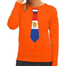 Foto van Oranje holland stropdas sweater / trui dames - oranje koningsdag/ supporter kleding l