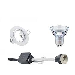 Foto van Led spot set - gu10 fitting - inbouw rond - mat wit - kantelbaar ø83mm - philips - master 927 36d vle - 4.9w - warm wit