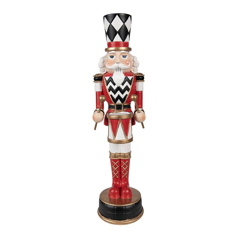 Foto van Clayre & eef kerstdecoratie beeld notenkraker 33 cm rood polyresin kerstfiguren rood kerstfiguren