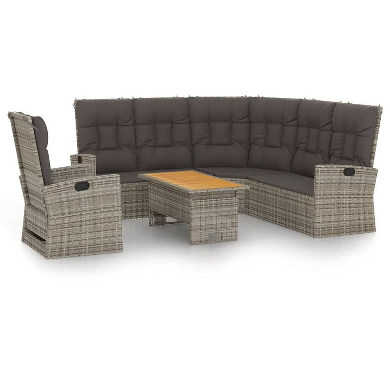 Foto van Vidaxl 3-delige loungeset met kussens poly rattan grijs