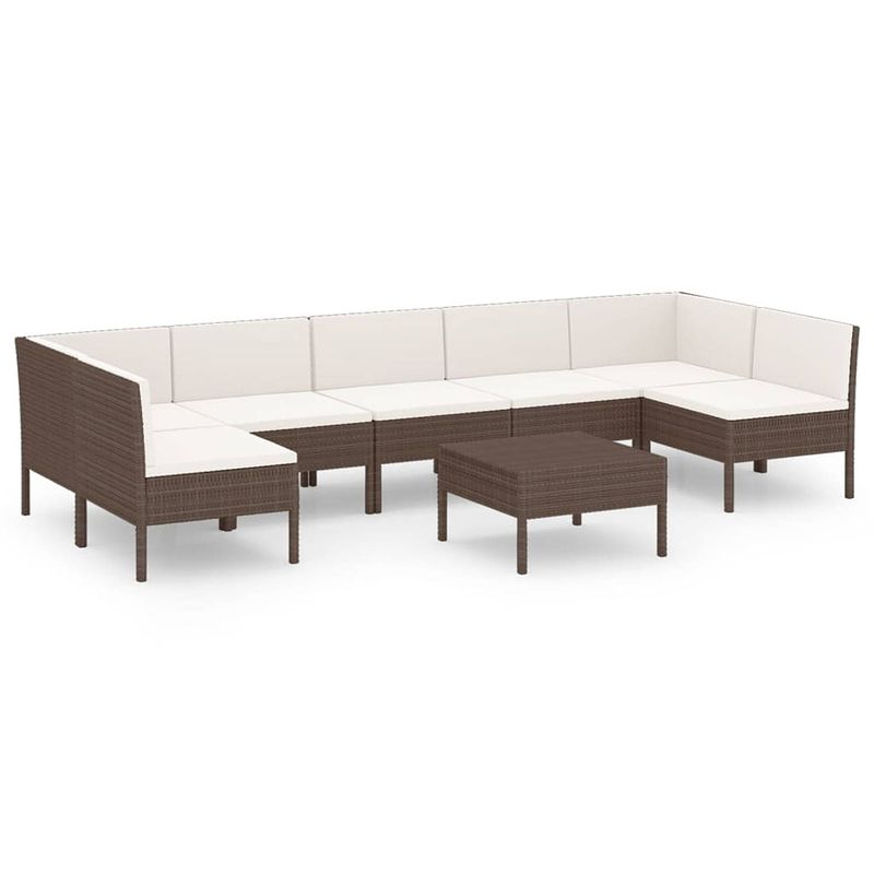 Foto van Vidaxl 8-delige loungeset met kussens poly rattan bruin