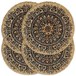 Foto van Vidaxl placemats 4 st rond 38 cm jute donkerblauw