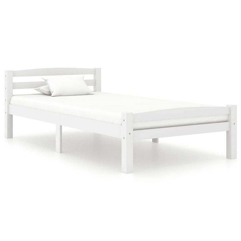 Foto van The living store bedframe - grenenhout - 206x106x66 cm - wit