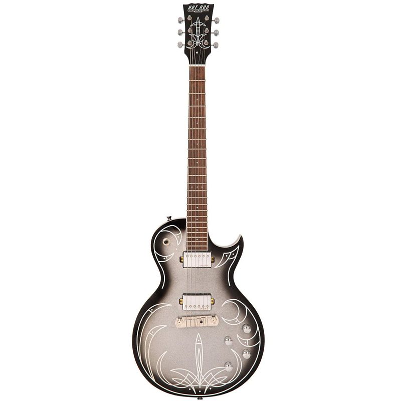 Foto van Vintage joe doe hot rod silverburst elektrische gitaar met koffer