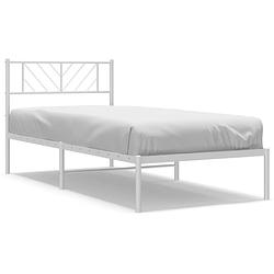 Foto van Vidaxl bedframe met hoofdbord metaal wit 90x190 cm