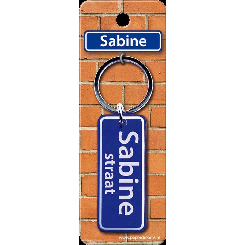 Foto van Paper dreams sleutelhanger straatnaam sabine 9 cm staal blauw