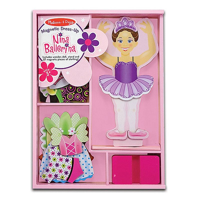 Foto van Melissa & doug houten aankleedpop nina ballerina 27-delig