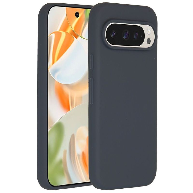 Foto van Accezz liquid silicone backcover google pixel 9 / 9 pro telefoonhoesje blauw