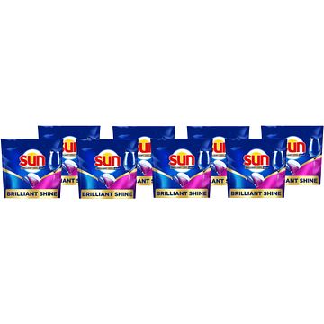 Foto van Sun brilliant shine all in 1 vaatwascapsules 8 x 16 stuks 240g aanbieding bij jumbo | 30% korting