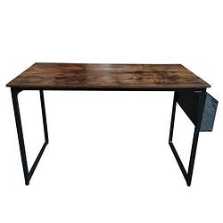 Foto van Bureau stoer - laptoptafel - computertafel - 120 cm breed - vintage bruin
