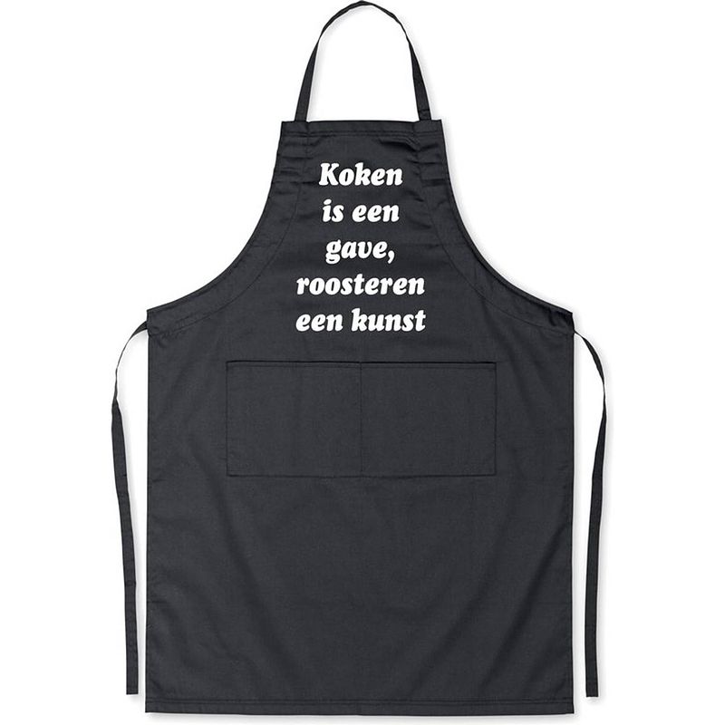 Foto van Benza schort koken is een gave, roosteren een kunst - grappige/leuke/mooie keukenschort/luxe - zwart