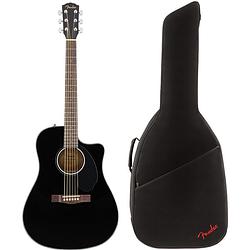 Foto van Fender cd-60sce black elektrisch-akoestische westerngitaar + gigbag