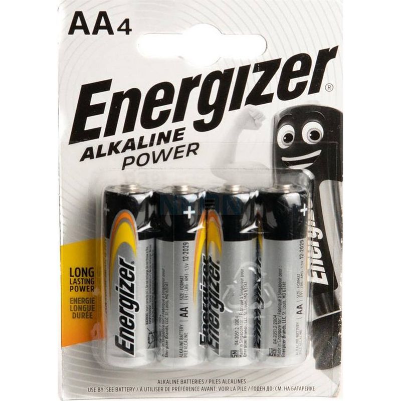 Foto van 16 stuks (4 blisters a 4 stuks) energizer aa alkaline power 1.5v