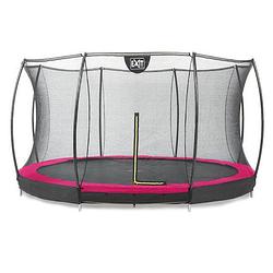 Foto van Exit silhouette verlaagde trampoline met veiligheidsnet rond - 427 cm - roze