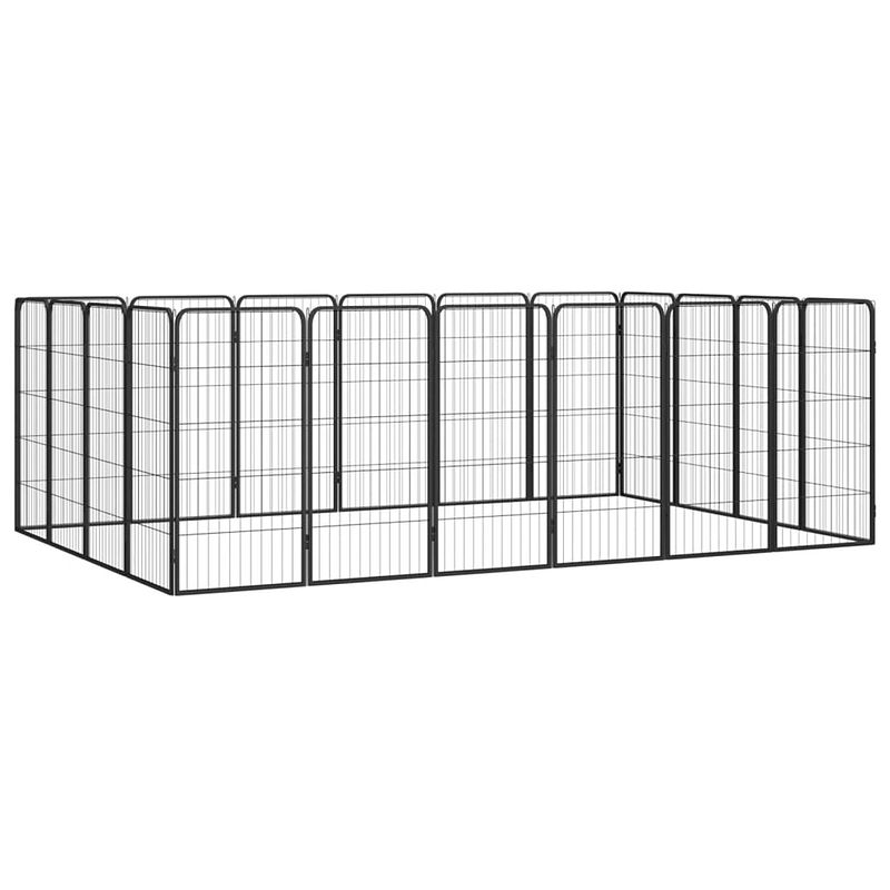 Foto van Vidaxl hondenkennel 20 panelen 50 x 100 cm gepoedercoat staal zwart