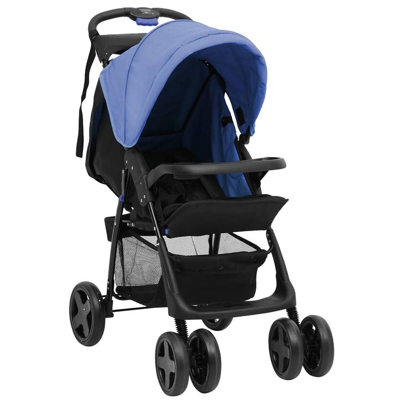 Foto van Vidaxl kinderwagen 2-in-1 staal marineblauw en zwart