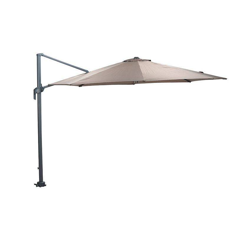 Foto van Garden impressions hawaii m zweefparasol ø330 cm - frame donker grijs - doek taupe