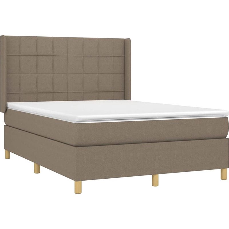 Foto van The living store bed - led - pocketvering - huidvriendelijk - 193 x 147 x 118/128 cm - taupe