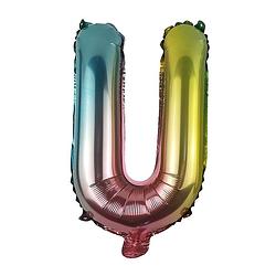 Foto van Folie ballon u - regenboog metallic - 30 cm