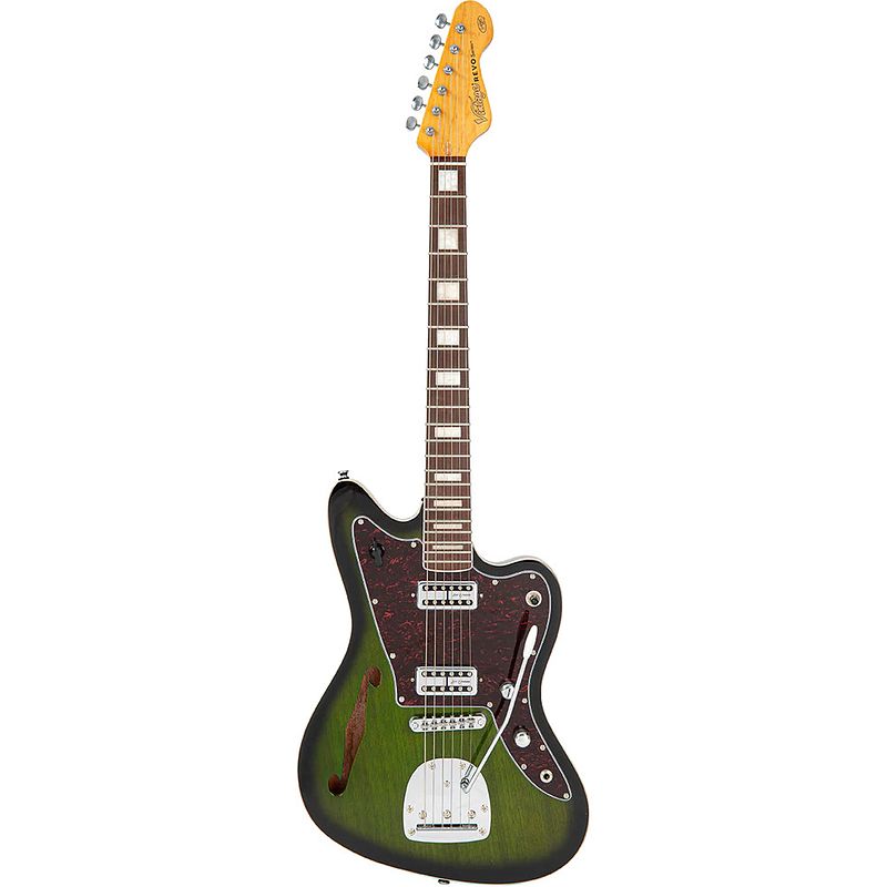 Foto van Vintage revo series surfmaster thinline twin greenburst elektrische gitaar