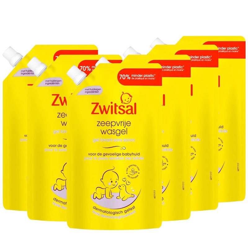 Foto van Zwitsal - navulling wasgel - zeepvrij - 6 x 500ml - voordeelverpakking