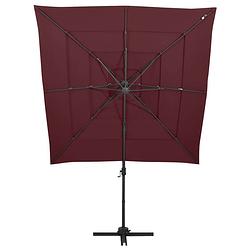 Foto van The living store parasol 250x250x246 cm - bordeauxrood - uv-beschermend polyester - gepoedercoat aluminium -