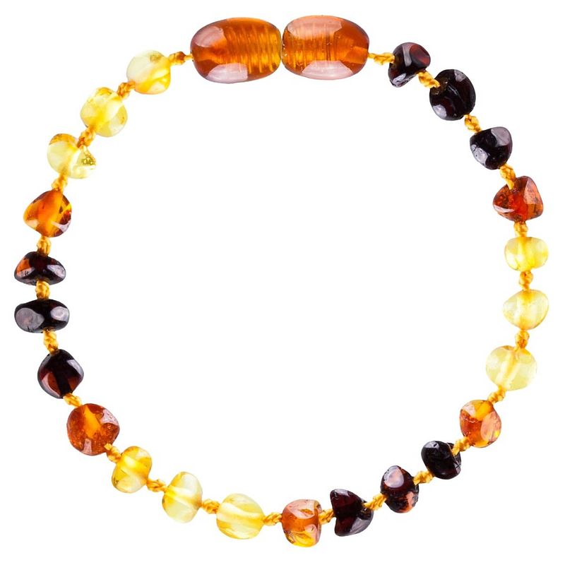 Foto van Wild sun barnsteen armband volwassene - amber enkelbandje kind - baltische barnsteen - 19 cm - rainbow