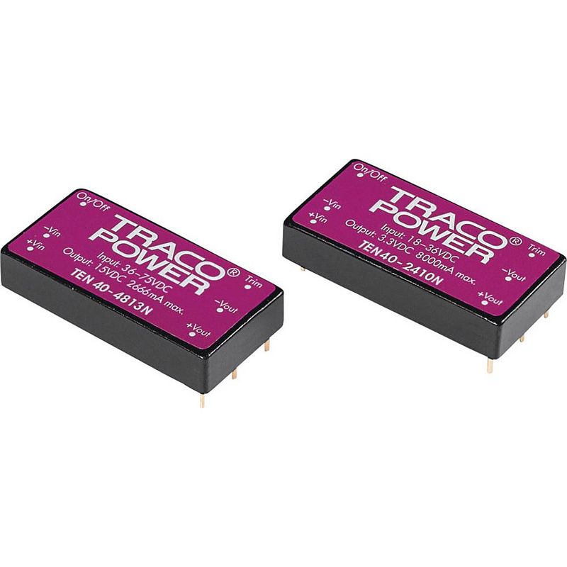 Foto van Tracopower ten 40-2422n dc/dc-converter, print 24 v/dc 12 v/dc, -12 v/dc 1670 ma 40 w aantal uitgangen: 2 x