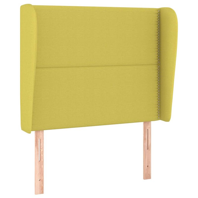 Foto van The living store hoofdbord - hoofdbord - 103 x 23 x 118/128 cm - groen stof - larikshout poten