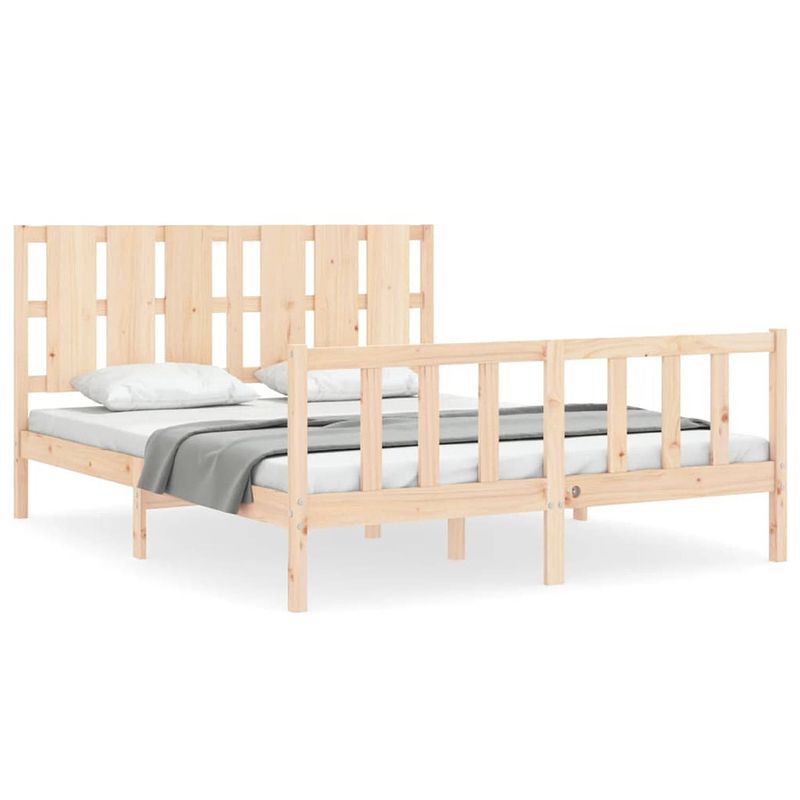 Foto van The living store grenenhouten bedframe - massief grenenhout - multiplex lattenbodem - functioneel hoofd- en voeteneinde