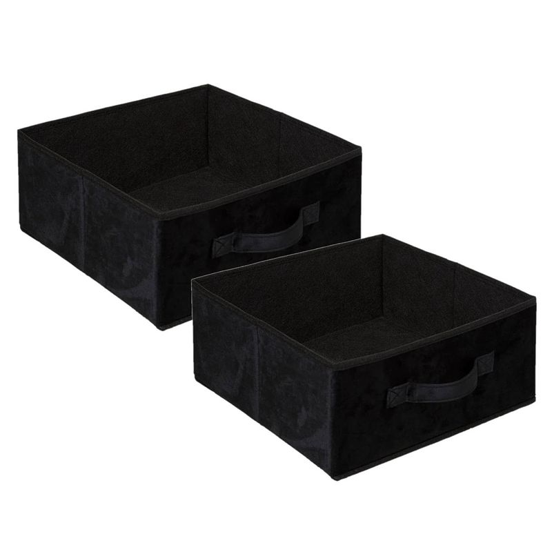 Foto van Set van 2x stuks opbergmand/kastmand 14 liter zwart polyester 31 x 31 x 15 cm - opbergmanden