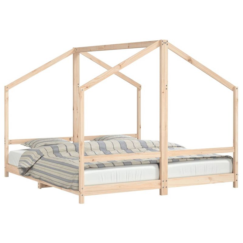 Foto van Vidaxl kinderbedframe 2x(90x200) cm massief grenenhout