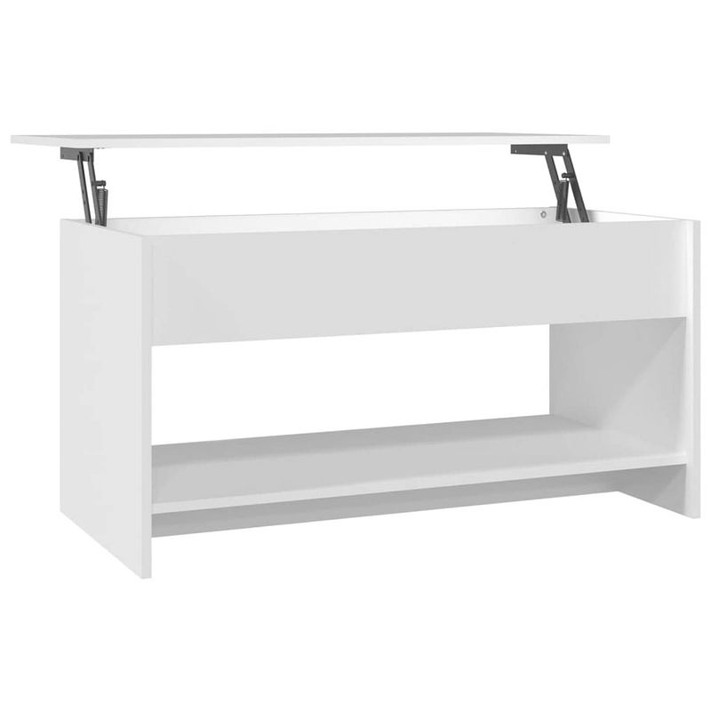 Foto van The living store salontafel - verstelbaar - opbergruimte - wit - 102x50x52.5 cm