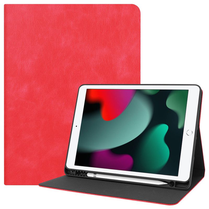 Foto van Basey ipad 10.2 2019 hoes case hoesje hard cover - ipad 10.2 2019 hoesje bookcase met uitsparing apple pencil - rood