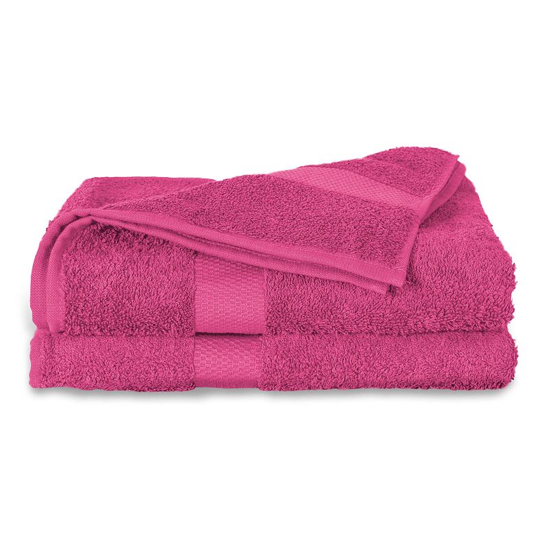 Foto van Twentse damast katoenen 2pack baddoeken - 60x110 - fuchsia