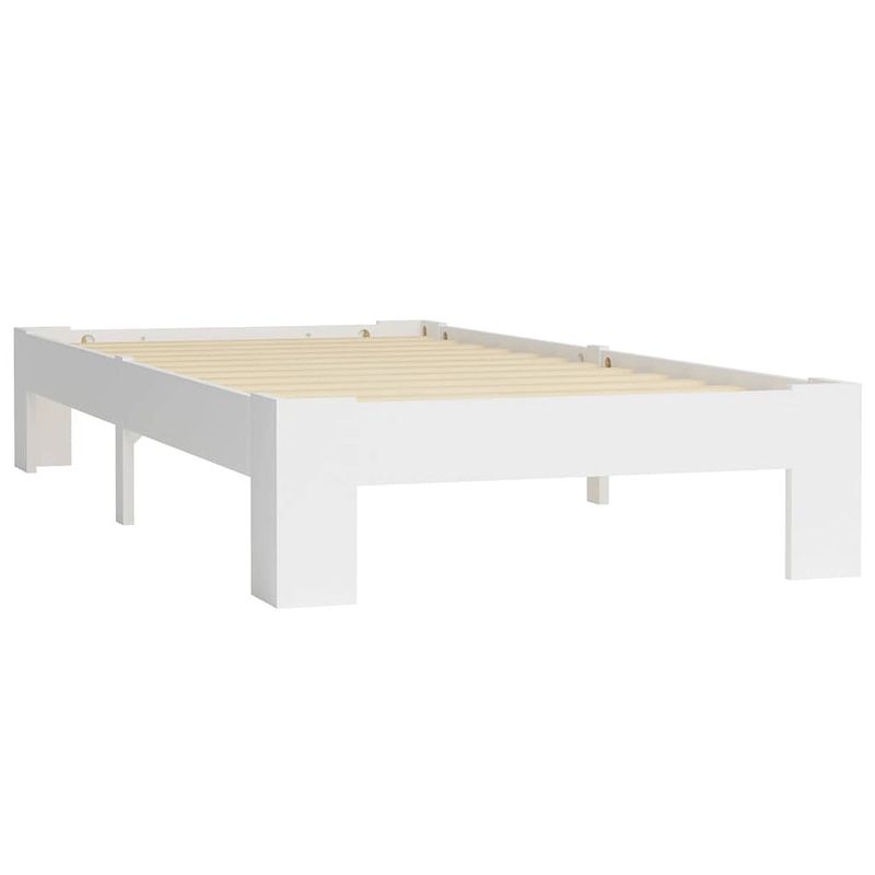 Foto van The living store massief houten bedframe - 213 x 105 x 30 cm - wit - geschikt voor matras van 100 x 200 cm