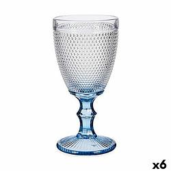 Foto van Wijnglas punten blauw glas 330 ml (6 stuks)