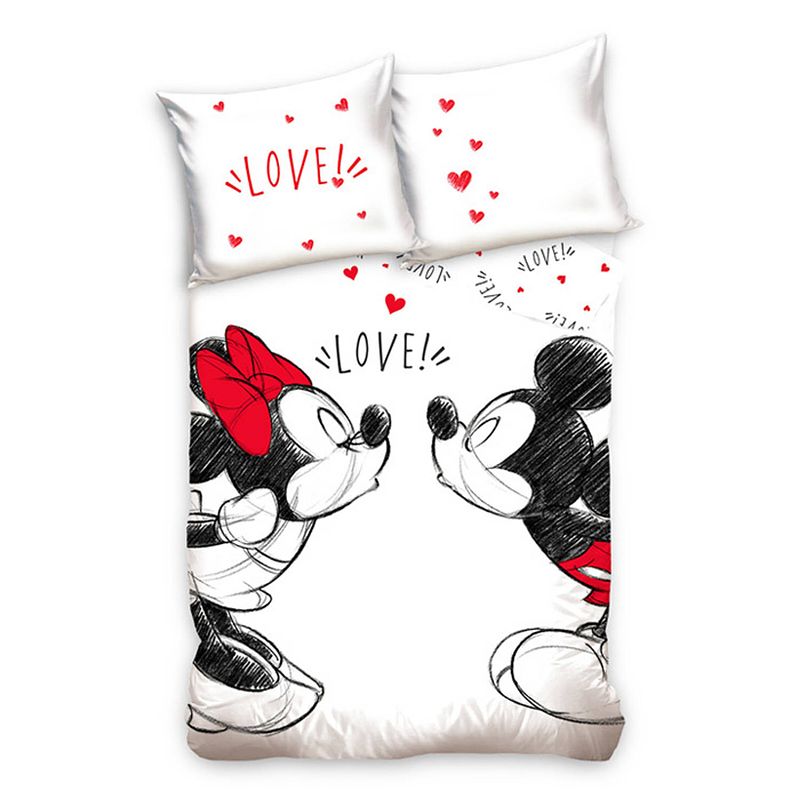 Foto van Mickey mouse dekbedovertrek love - wit - 1-persoons 140x200 cm