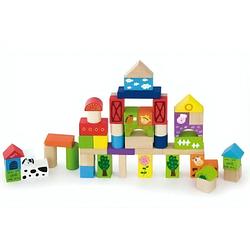 Foto van Viga toys blokkenset boerderij 50 stuks multicolor