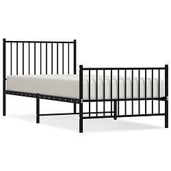 Foto van Vidaxl bedframe met hoofd- en voeteneinde metaal zwart 90x200 cm