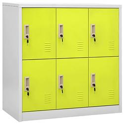 Foto van The living store opbergkast lockerkast - 90 x 45 x 92.5 cm - lichtgrijs en groen