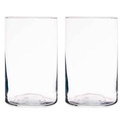 Foto van Bloemenvazen 2x stuks - cilinder vorm - transparant glas - 12 x 20 cm - vazen