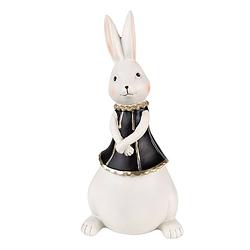 Foto van Clayre & eef beeld konijn 11x10x23 cm zwart wit kunststof woonaccessoires beeld decoratie decoratieve accessoires
