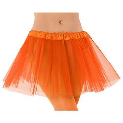 Foto van Meisjes verkleed rokje/tutu - tule stof met elastiek - oranje - one size - carnavalskostuums