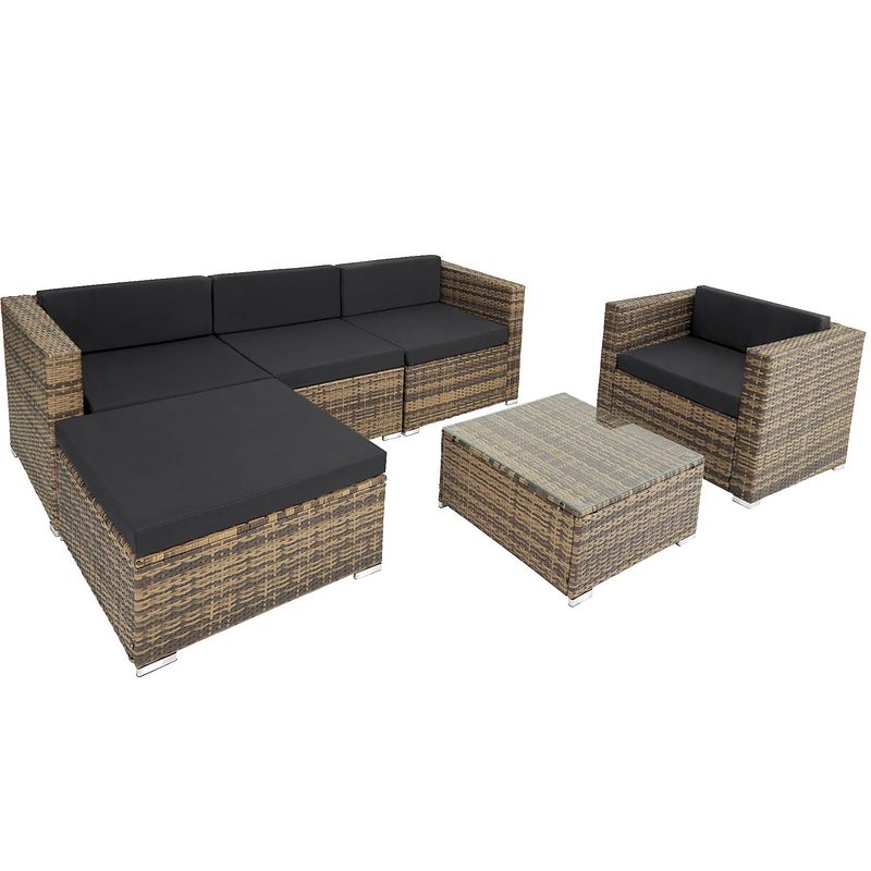 Foto van Tectake - zitgroep milaan - wicker tuinset - loungeset - natuur - 403697