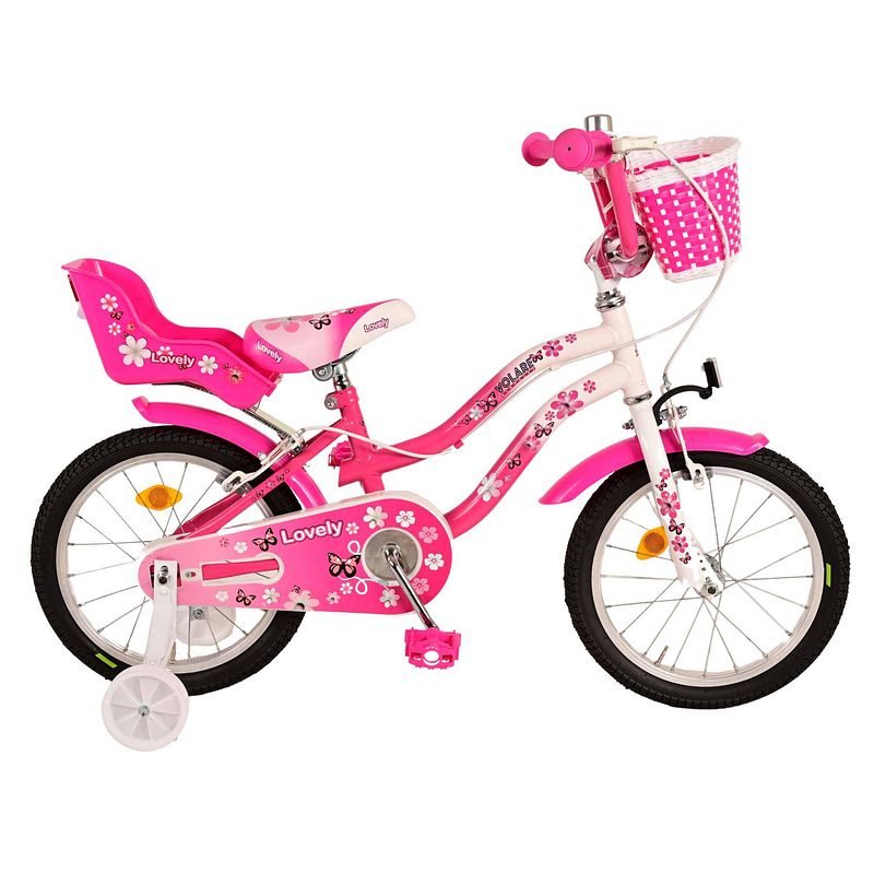 Foto van Volare lovely kinderfiets - meisjes - 16 inch - roze wit - twee handremmen