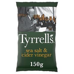 Foto van Tyrrells chips sea salt & cider vinegar 8 x 150g bij jumbo