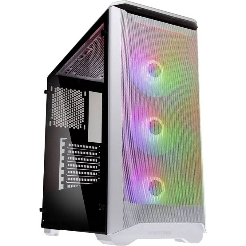 Foto van Phanteks eclipse p400a drgb midi-tower pc-behuizing wit, zwart 3 voorgeïnstalleerde led-ventilators, zijvenster, stoffilter