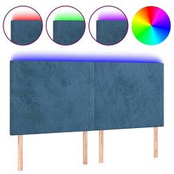 Foto van Vidaxl hoofdbord led 160x5x118/128 cm fluweel donkerblauw