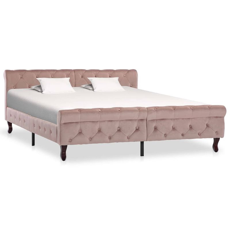 Foto van Vidaxl bedframe fluweel roze 160x200 cm